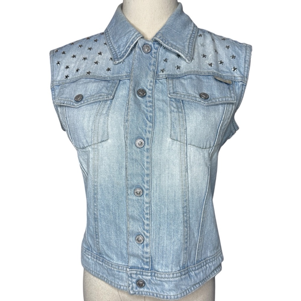 VERSACE‎ JEANS COUTURE Star Studded Vintage Denim Vest Italy Size Small
